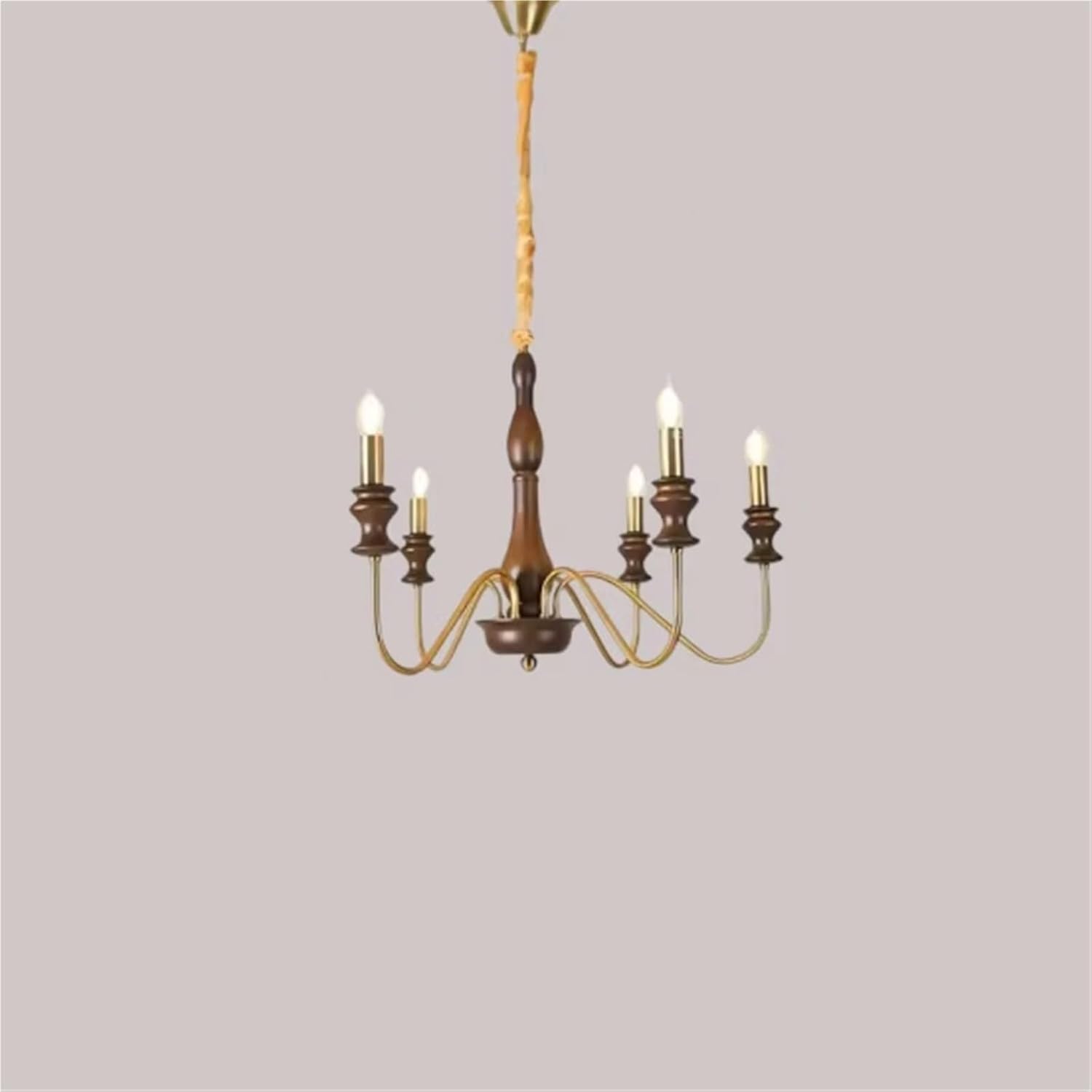 Retro Style E14 Bulb Chandelier Gold Silver Black Metal Dark Wood for Parlor Restaurant Bedroom Lighting,Dining Light Fixtures