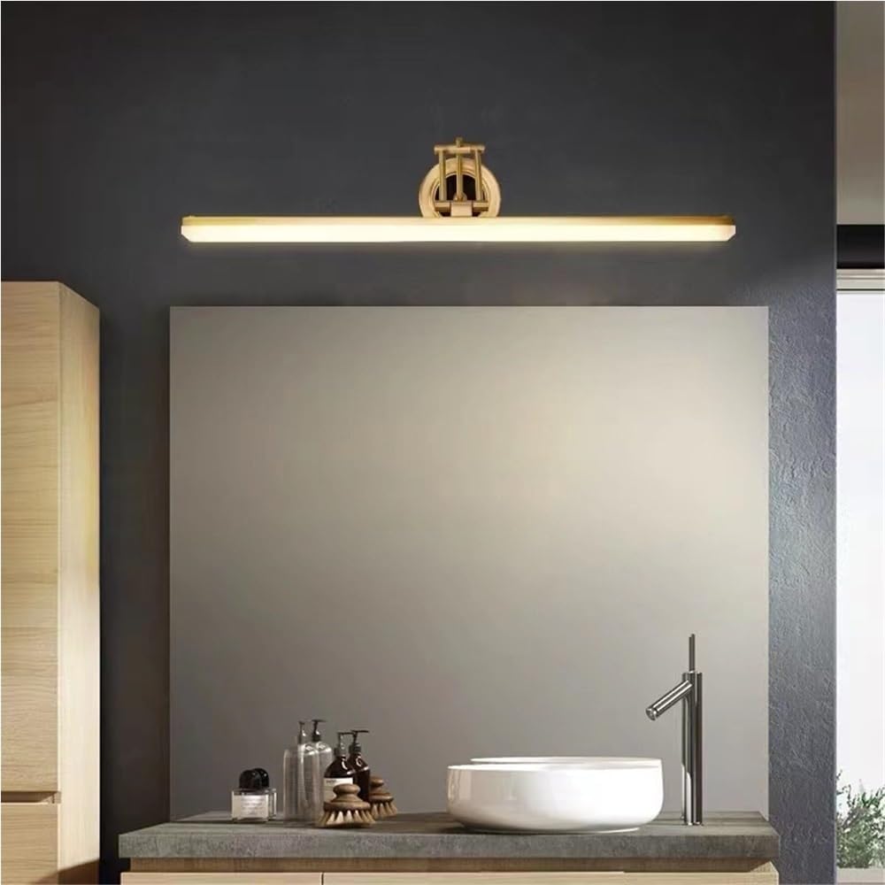 Modern Wall Sconce LED Vanity Light in Copper Black/Gold Bathroom Mirror Lighting Fixture for Living Room Hallway, Gold Tone Wall Lamp T-155(57cm,Oro)