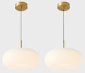 Modern Gold Globe Pendant Light Mid Century Brass Hanging Light Fixture Farmhouse White Round Dimmable Pendant Lighting Kitchen Island with Remote Control 3000K-6000K MPL02-35G-2 (2 Pack)