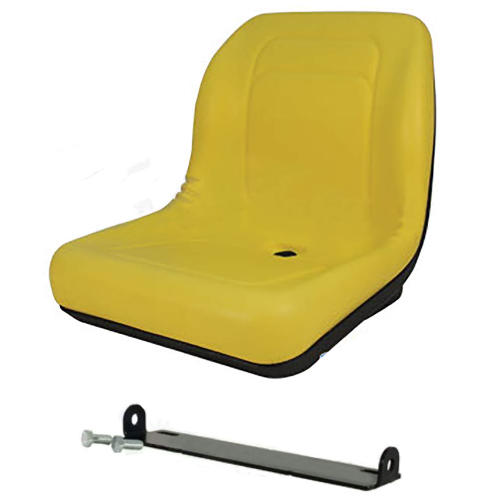 One New Yellow Vinyl Seat & Bracket Fits John Deere, Universal 240, 245, 260, 265, 285, 320, 445, 455, Compact, F710, Fits Gator, for GT Series Lawn Mowers, G100, LX172, LX173, LX176, Mower