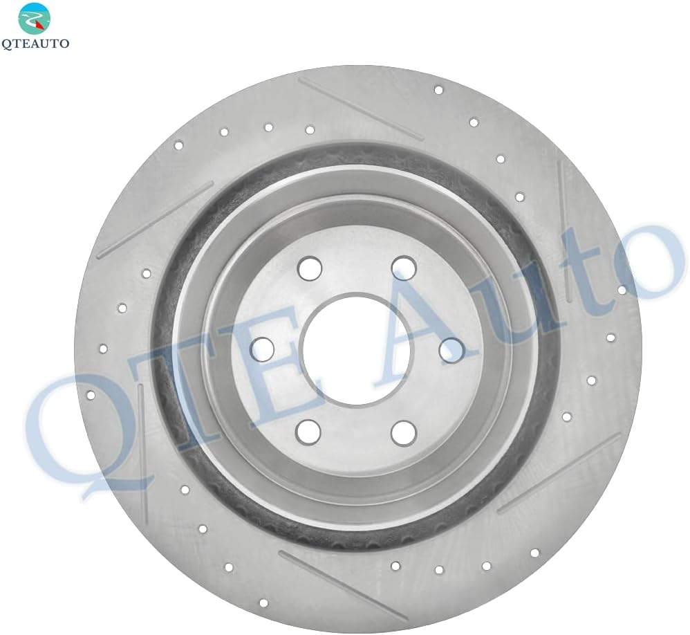 PM Auto Set of 6 Rear 330mm Drilled Slotted Disc Brake Rotors-Ceramic Brake Pad kit Replacement For 2004-2006 Chevy Silverado 1500