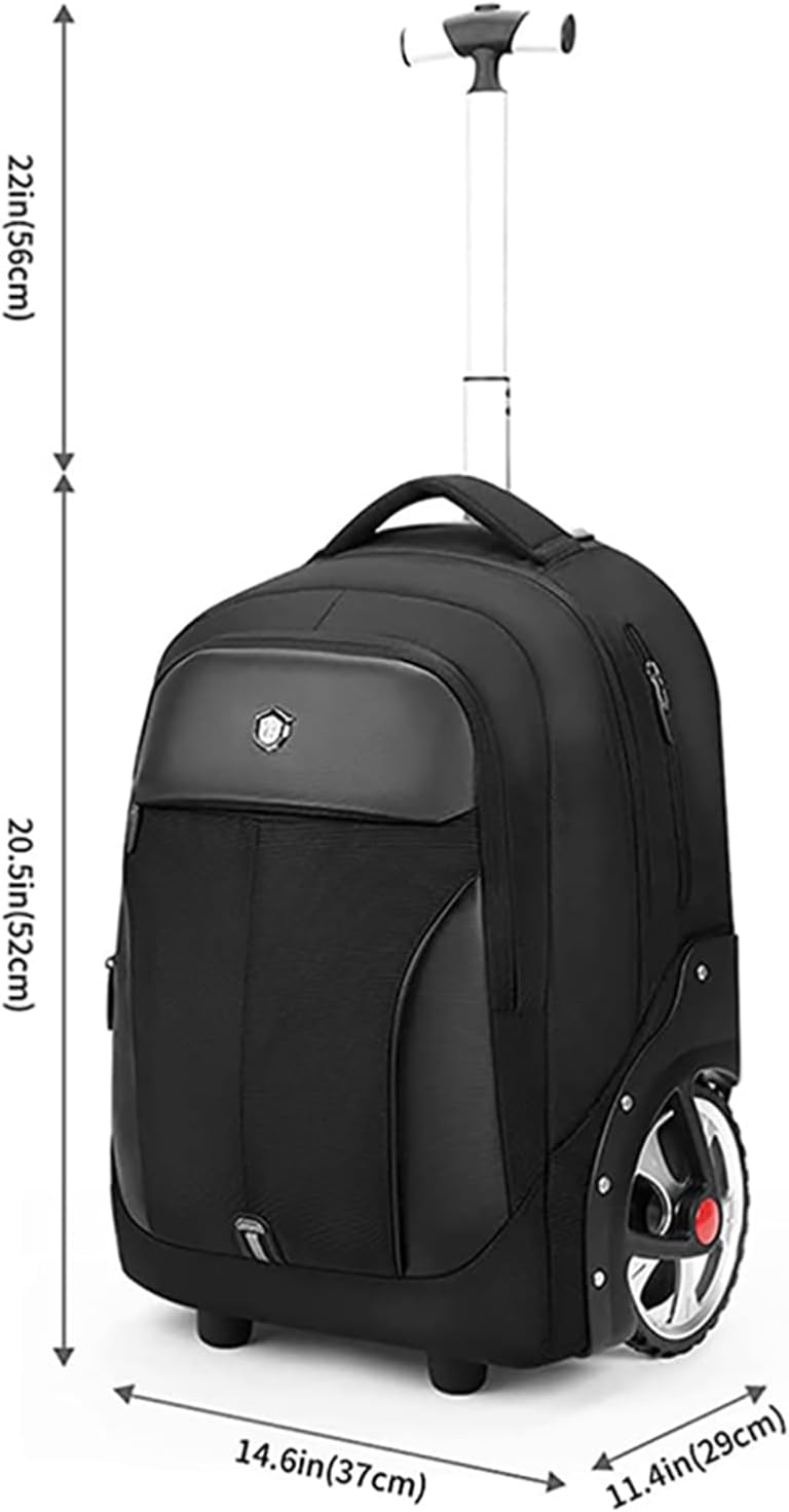 WMHYLYH 22 Inch Rolling Backpack, Waterproof Backpack with Wheels for Business and Travel Commuter, Carry on Laptop Backpack for Women and Men Adult (black-flower)