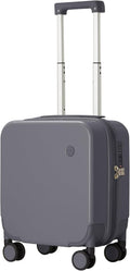 mixi 14 Inch Underseat Luggage Carry on Suitcase Free Boarding Personal Item Suitcases with Spinner Wheels Hardshell Lightweight PC for Short Travel, Rock Gray