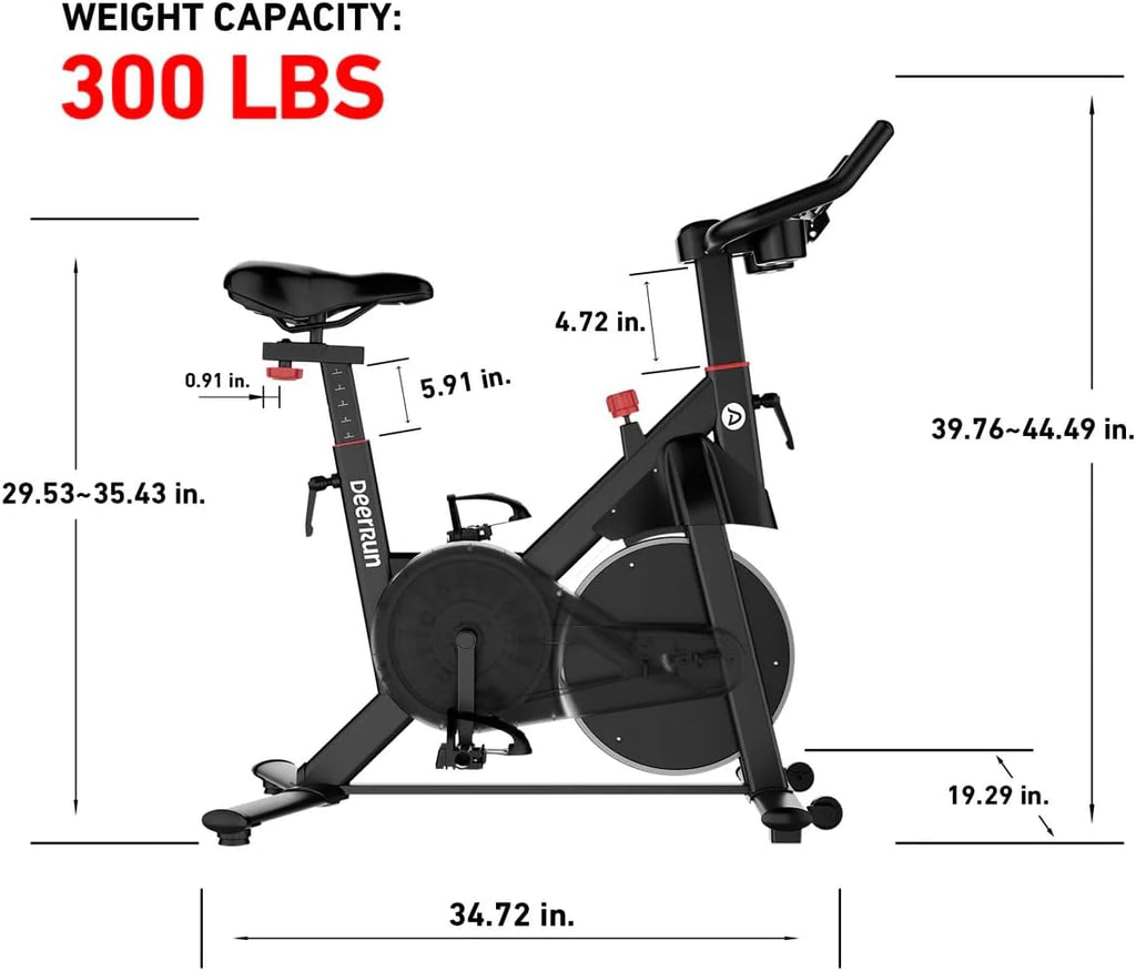 DeerRun Exercise Bike, Indoor Cycling Bike with Adjustable Magnetic Resistance, Low-Noise Belt Drive Stationary Bike for Home Cardio, 300 lb Capacity, Device Mount & LCD Monitor