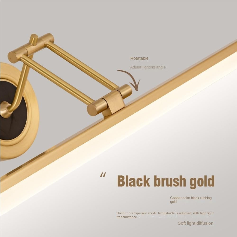 Modern Wall Sconce LED Vanity Light in Copper Black/Gold Bathroom Mirror Lighting Fixture for Living Room Hallway, Gold Tone Wall Lamp T-155(57cm,Oro)