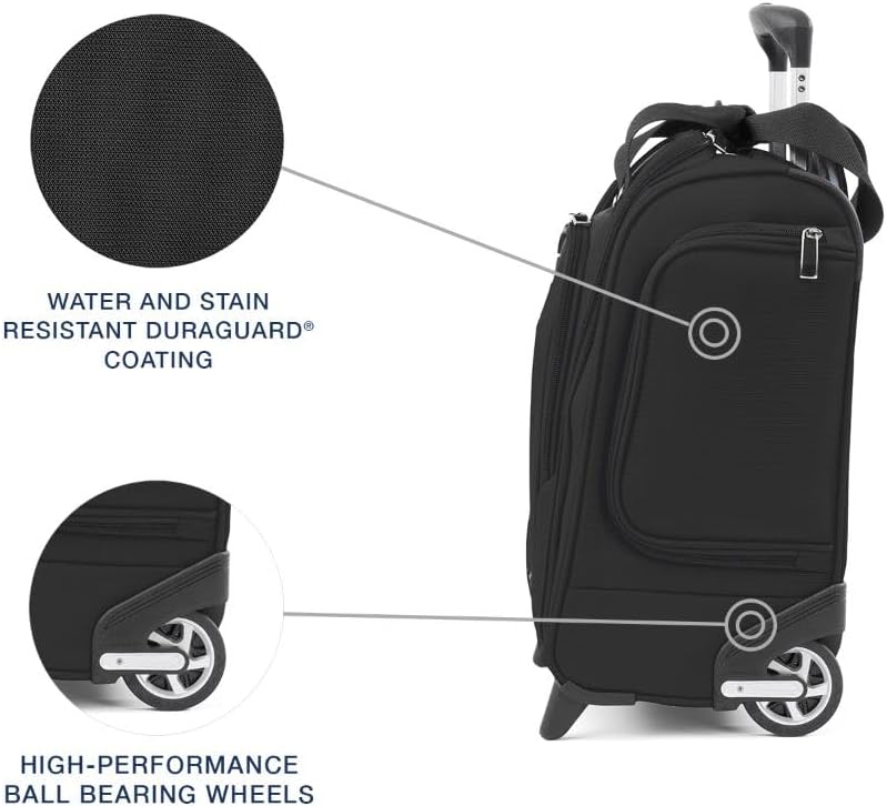 Travelpro Luggage Maxlite 5 Softside Lightweight Rolling Underseat Compact Carry on Upright 2 Wheel Bag, 15-Inch — Black