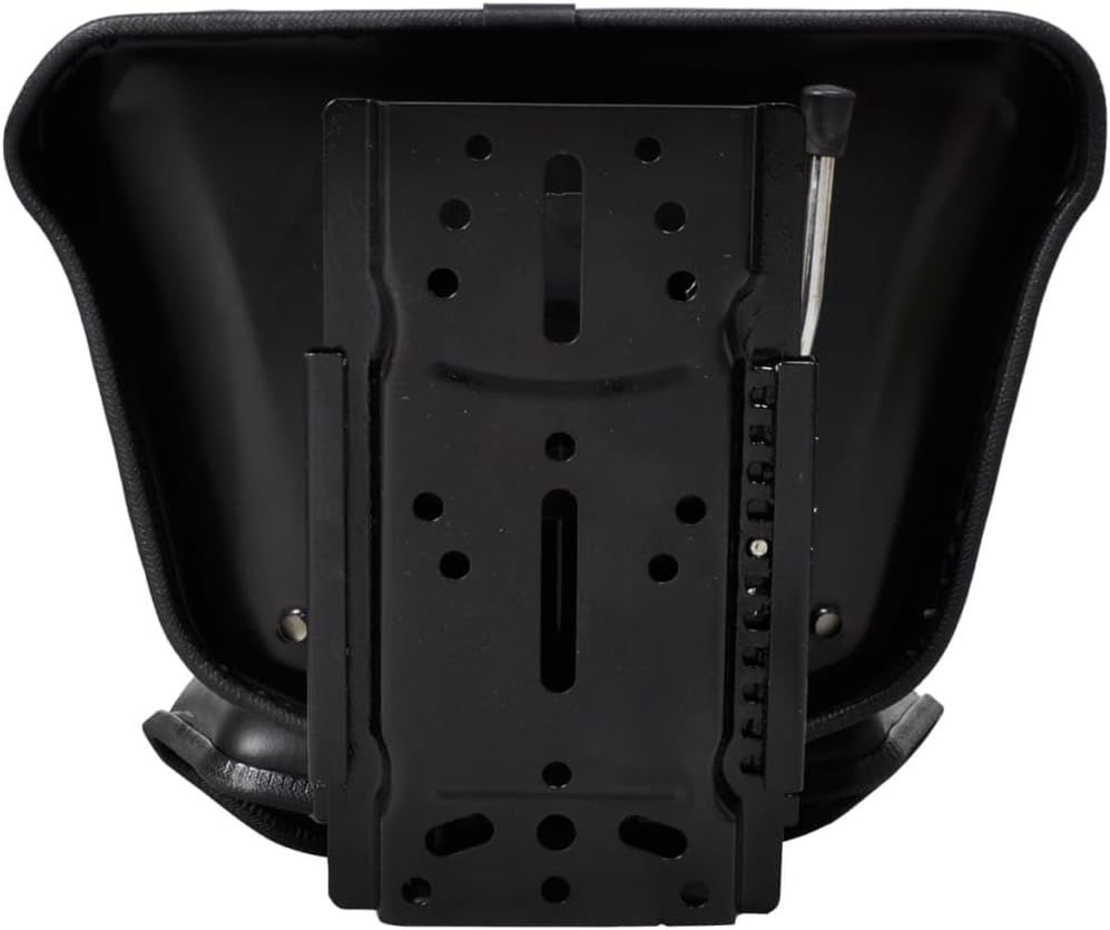 vidaXL Black Tractor Seat with Backrest – Comfortable Farming Vehicle Accessory with Easy Sliding Track Installation – Durable and Waterproof Polyurethane Cover – 5.9' Longitudinal Adjustment Range