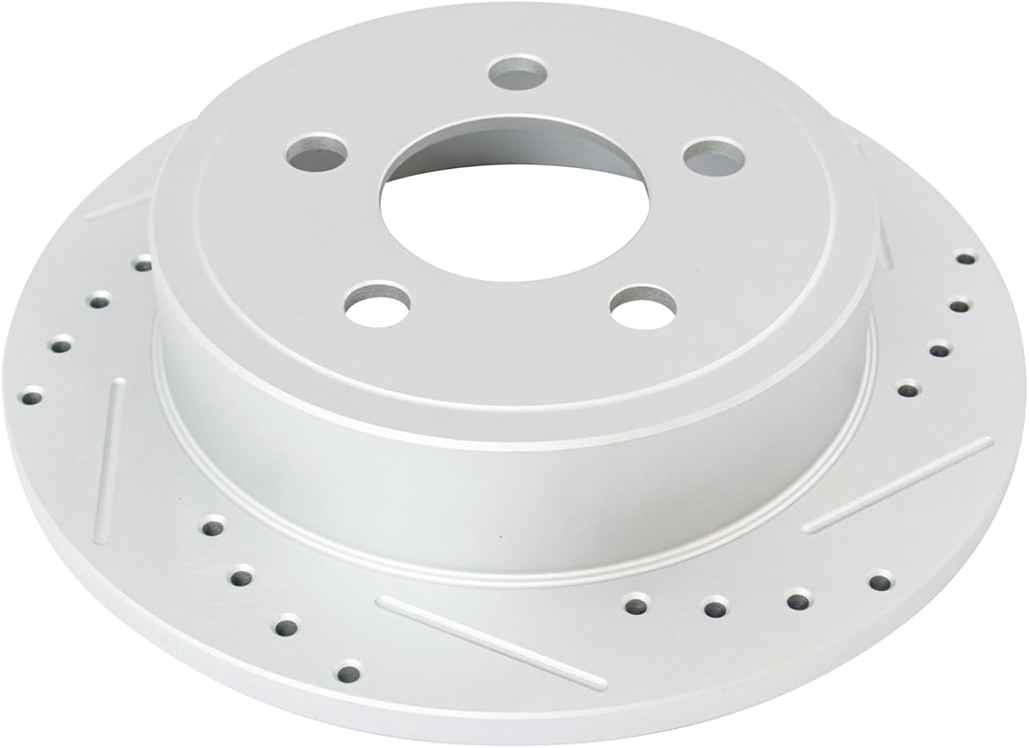 TRQ Performance Rear Brake Pad and Rotor Set Ceramic Coated Slotted Drilled Solid Rotors Calipers Compatible with 2003-2007 Jeep Liberty 2003-2006 Wrangler