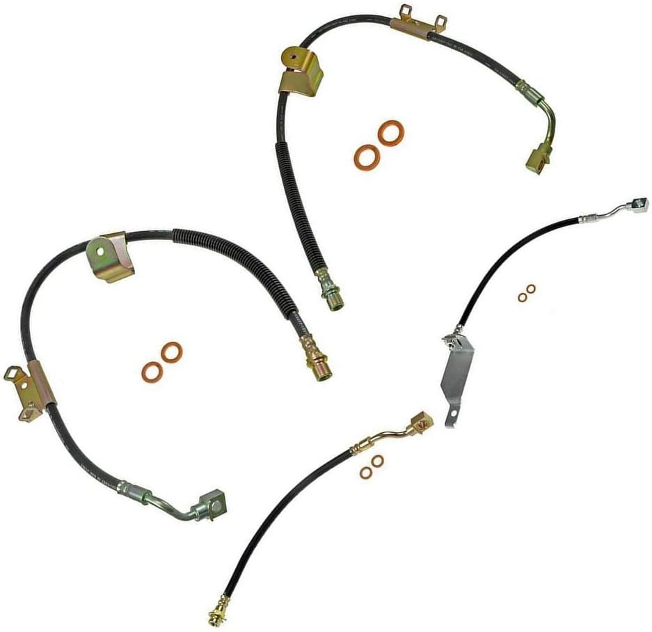 4x Front Rear Brake Hose Brake Lines Kit for Chevy Silverado 2500 HD 6.0L 2001-2006, for Silverado 2500 HD 6.6L 2001-2006, for Silverado 2500 HD 8.1L 2001-2006 Replace# BH141359