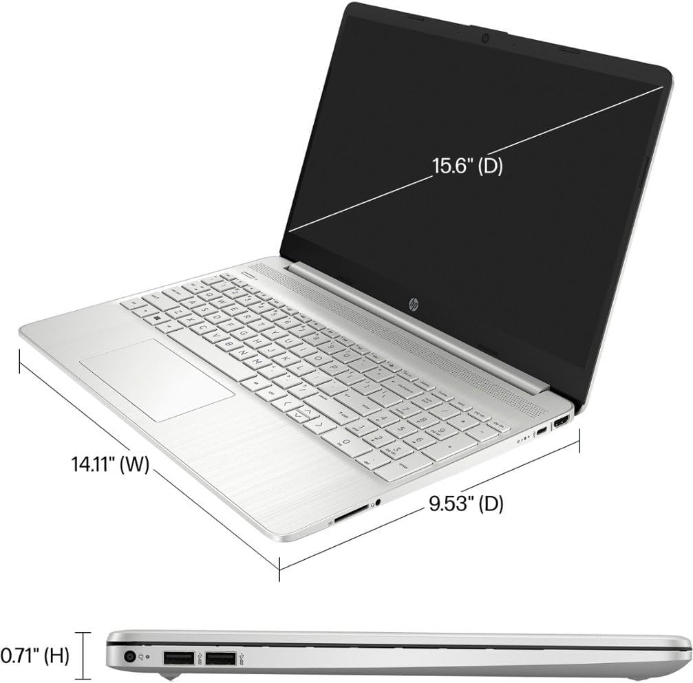 HP 15.6' HD Touch-Screen Laptop, Intel Core i3-1215U, 8GB RAM, 128GB SSD, HDMI, Bluetooth, Wi-Fi, Windows 11 Home in S Mode, Natural Silver, 15-dy5113dx