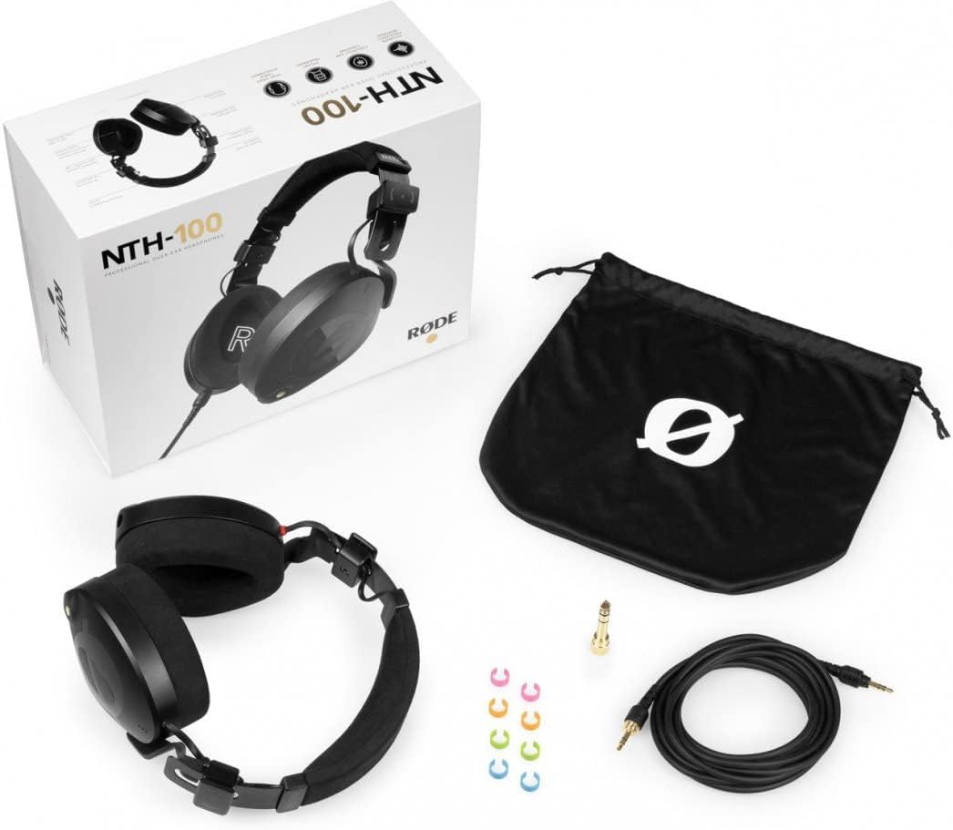 StreamEye Rode PodMic Dynamic Podcasting Microphones (Pair) with Rode PSA1 Microphone Boom Arms, Rode NTH-100 Professional Closed-Back Over Ear Headphones, XLR Cables Polishing Cloth