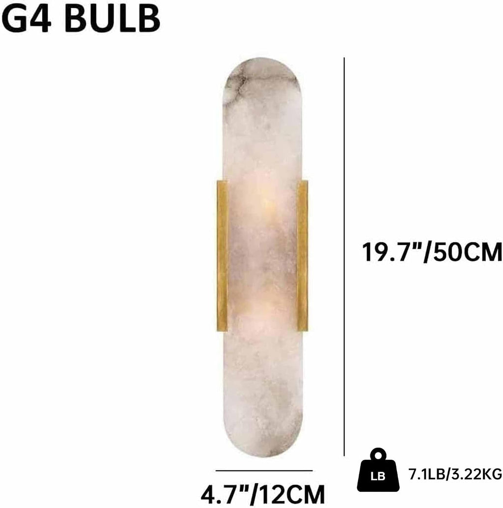 Natural Alabaster Wall Sconces Set of 2 Marble Wall Lamp Bathroom Vanity Light Fixtures Alabaster Sconce Lighting White Stone Wall Mount Lamp for Bedroom Living Room Hallway Stairs Kitchen