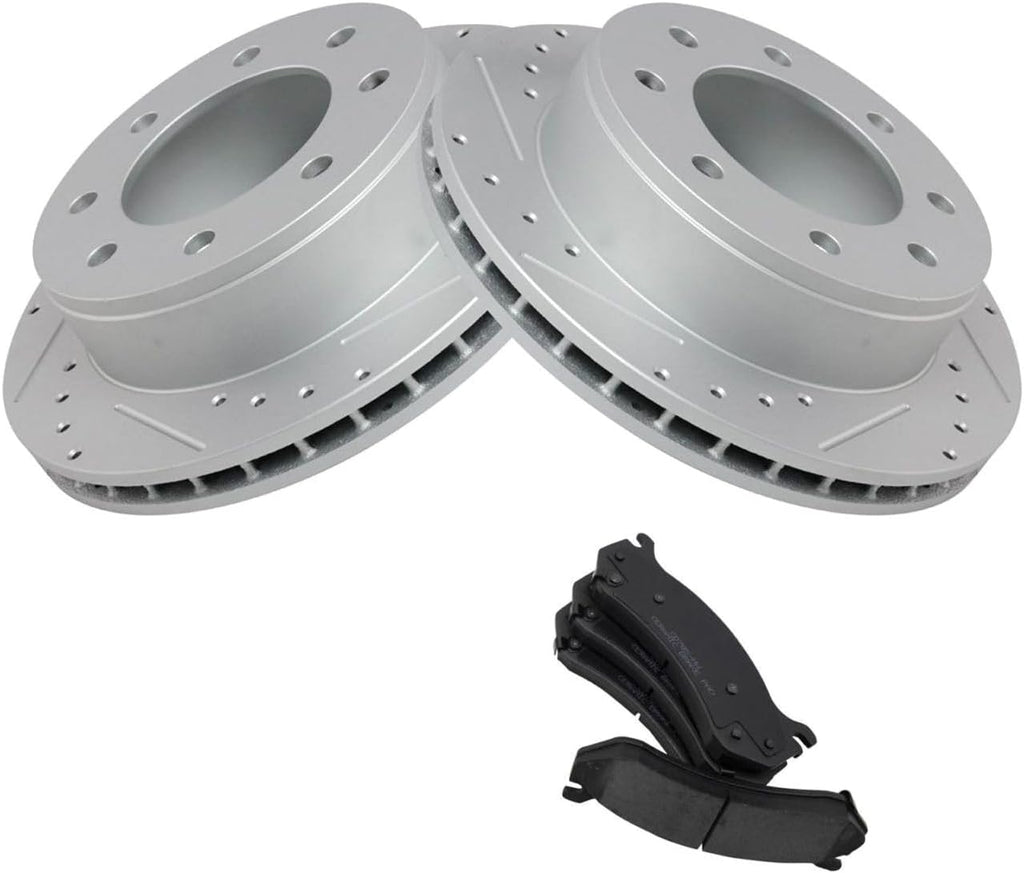 Rear Side Ceramic Kit Replacement Power Brake Rotors and Pads for Chevy for Silverado 1500HD 2001-2003 2005-2006 & Classic 2007 for Silverado 2500 2001-2004 for Suburban 2500 2000-2007