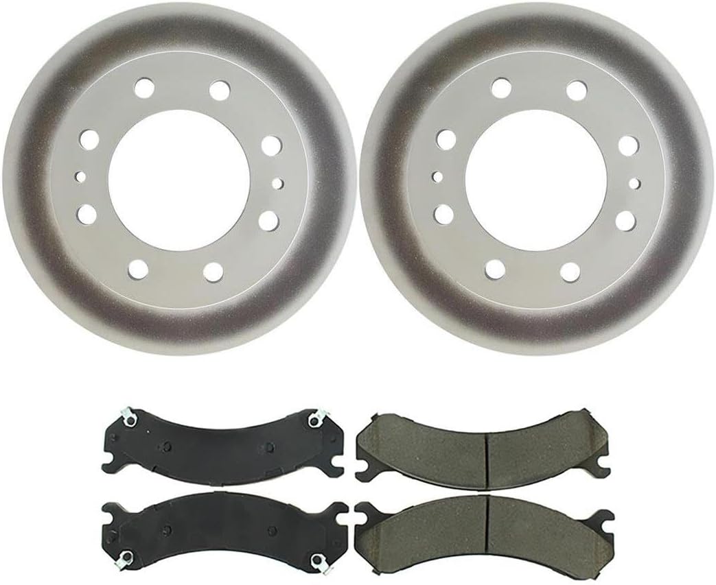 4X Front Brake Pads and Rotors Kit Replacement 2 Semi Metallic Brake Pads 2 Brake Rotors for Chevy Silverado 1500 2004-2005 for Chevrolet Silverado 1500 HD 2001-2006