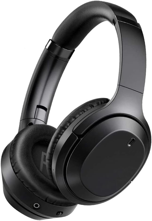 Active Noise Cancelling Over-Ear Headphones Wireless Bluetooth 5.0 On-Ear Lightweight Foldable Headsets with Mic, 40Mm Neodymium Drivers, 3D Tereo Deep Bass