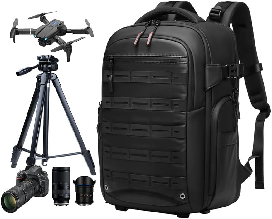 Camera backpack photographer, waterproof large DSLR camera backpacks for photographers large with 16-Inch Laptop Compartment, black backpack Fits drone