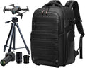 Camera backpack photographer, waterproof large DSLR camera backpacks for photographers large with 16-Inch Laptop Compartment, black backpack Fits drone