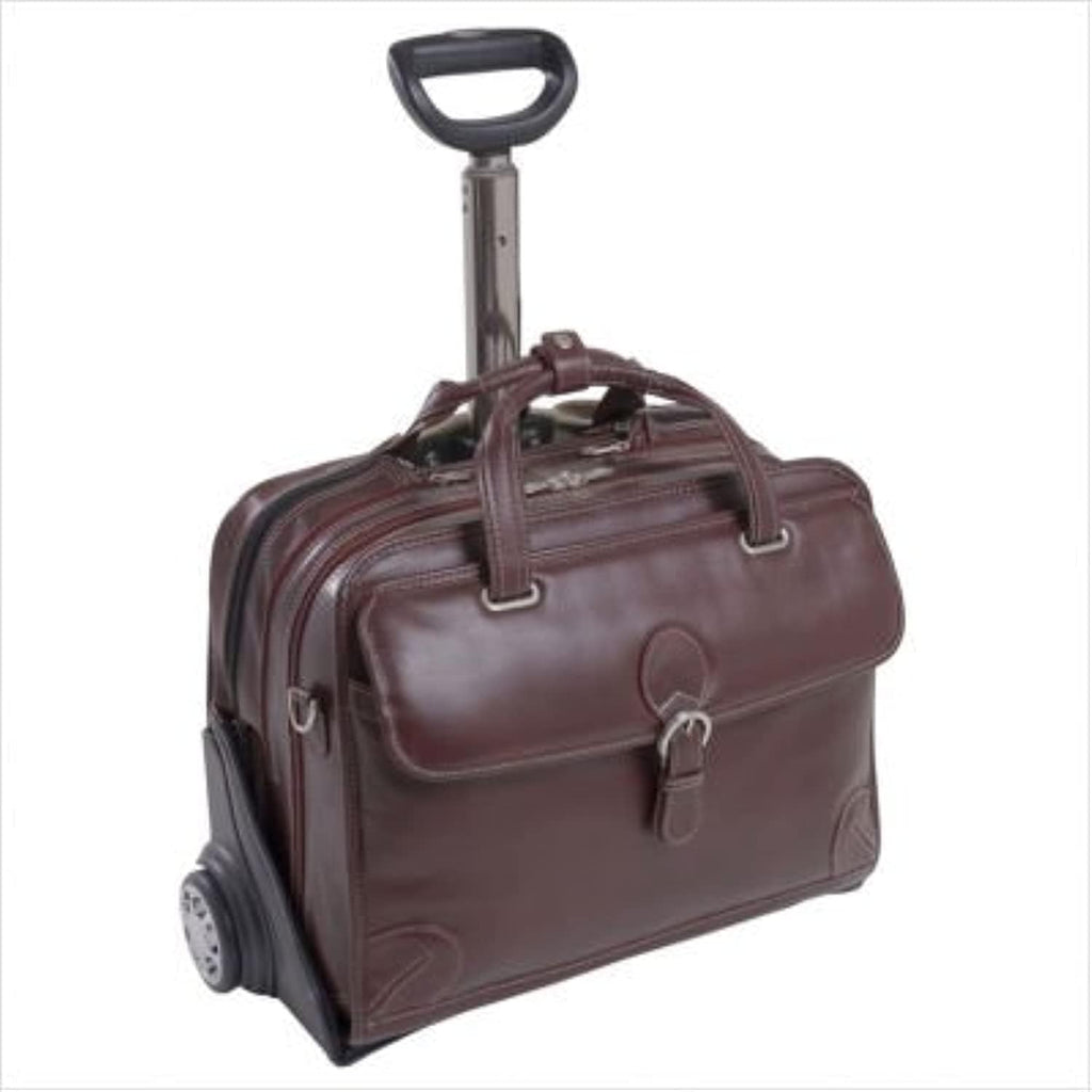 Siamod, VERNAZZA, CARUGETTO, Napa Cashmere Leather, 15' Leather Patented Detachable -Wheeled Laptop Briefcase, Cognac (45294), 18 L x 8 75 W x 14 5 H