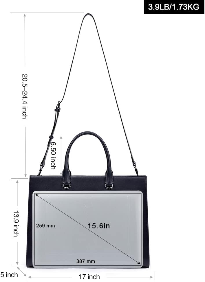 CLUCI Leather Briefcase for Women Laptop 15.6 Inch Professional Business Work Ladies Computer Handbag Shoulder Bag