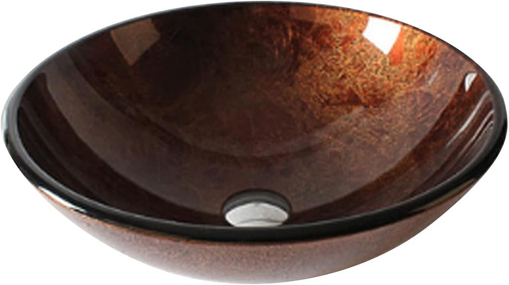 Bathroom Sink Tempered Glass Bathroom Wash Basin Sink, Bathroom Countertop Washroom Vessel Vanity Sink,Brown red