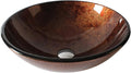 Bathroom Sink Tempered Glass Bathroom Wash Basin Sink, Bathroom Countertop Washroom Vessel Vanity Sink,Brown red