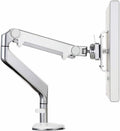 Humanscale M2 M2BW1S Adjustable Articulating Computer Monitor Arm - Bolt Through Mount with Base - Polished Aluminum with White Trim