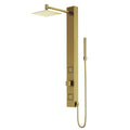 VIGO Orchid 39 in. H x 4 in. W 2-Jet Shower Panel System with Square Head and Hand Shower Wand in Matte Brushed Gold VG08014MG