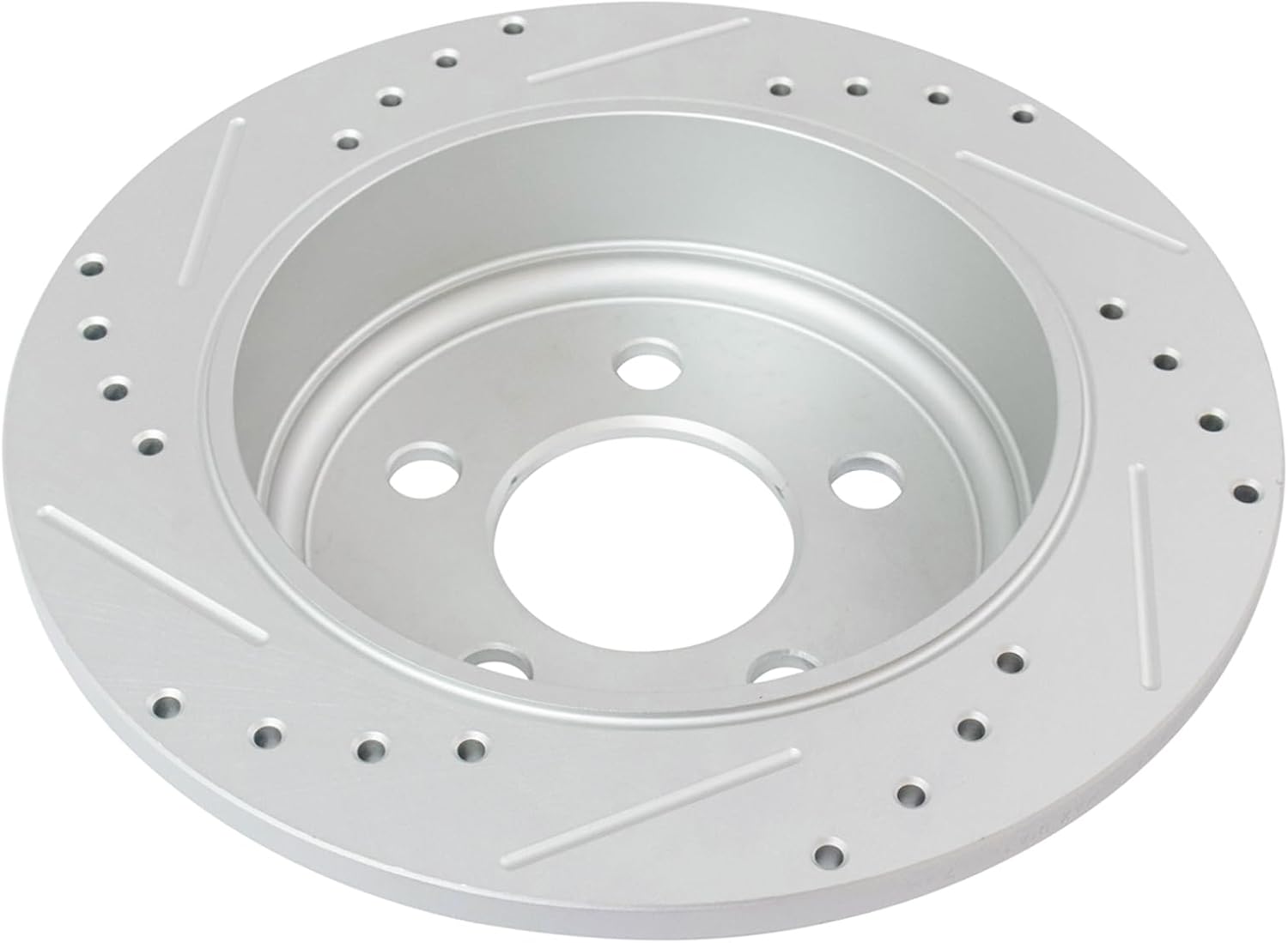 TRQ Performance Rear Brake Pad and Rotor Set Ceramic Coated Slotted Drilled Solid Rotors Calipers Compatible with 2003-2007 Jeep Liberty 2003-2006 Wrangler