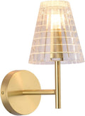 Brass Wall Sconces with Glass Shade, Vintage Industrial Wall Lamp Lighting E14/E12 Base, Gold Tone Bedroom Light Fixture for Living Room Bathroom Hallway