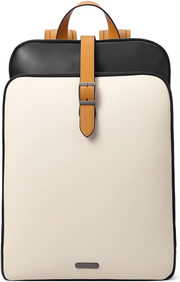 CLUCI Leather Backpack for Women, 15.6 inch Laptop Bag, Large Genuine Work Backpack Travel Back