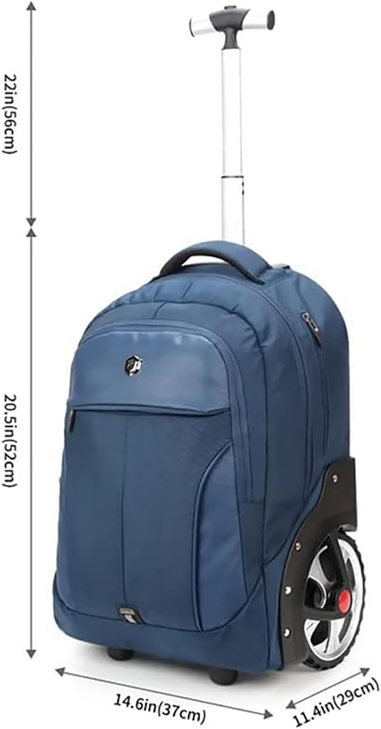 WMHYLYH 22 Inch Rolling Backpack, Waterproof Backpack with Wheels for Business and Travel Commuter, Carry on Laptop Backpack for Women and Adult Men (Blue)