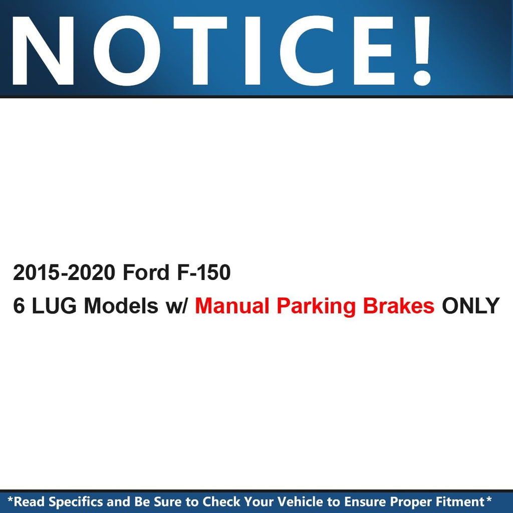 Detroit Axle - Rear Brake Kit for 2012 2013 2014 2015 2016 2017 2018 2019 2020 Ford F-150 Drilled & Slotted 6-Lug Brake Rotors Replacement Ceramic Brakes Pads [Manual Parking Only]
