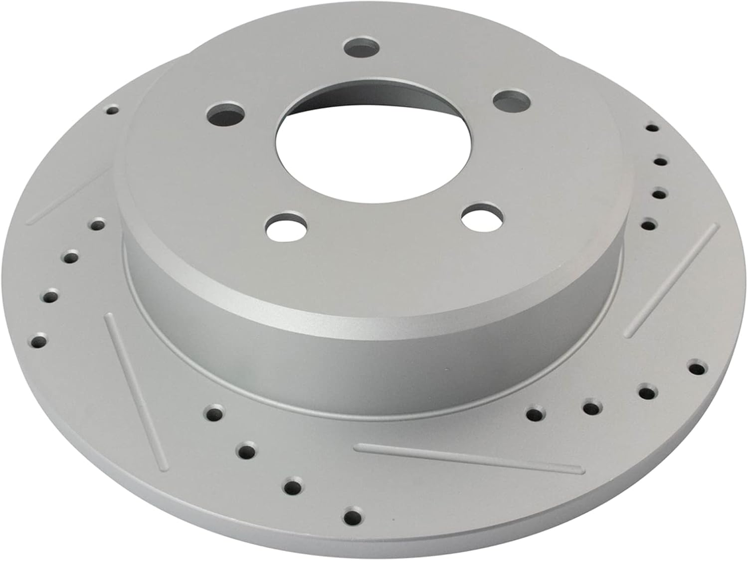 TRQ Performance Rear Brake Pad and Rotor Set Ceramic Coated Drilled Slotted Vented Rotors Calipers Compatible with 2001-2007 Chrysler Town & Country Dodge Caravan Grand Caravan