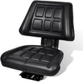 vidaXL Black Tractor Seat with Backrest – Comfortable Farming Vehicle Accessory with Easy Sliding Track Installation – Durable and Waterproof Polyurethane Cover – 5.9' Longitudinal Adjustment Range