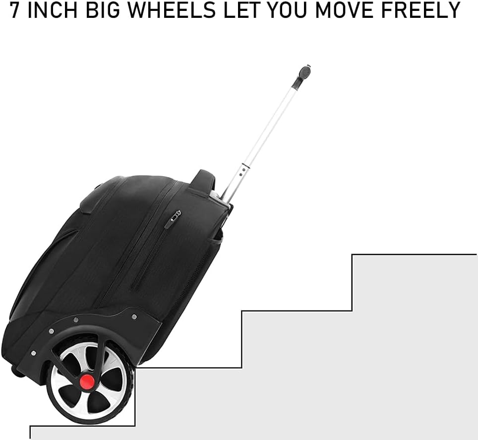 WMHYLYH 22 Inch Rolling Backpack, Waterproof Backpack with Wheels for Business and Travel Commuter, Carry on Laptop Backpack for Women and Men Adult (black)