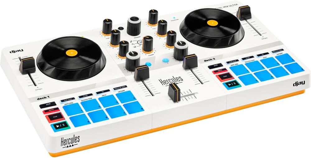 Hercules DJControl Mix Ultra DJ Controller with Protective Cover Bundle with Hercules HDP DJ45 Closed-Back, Over-Ear DJ Headphones
