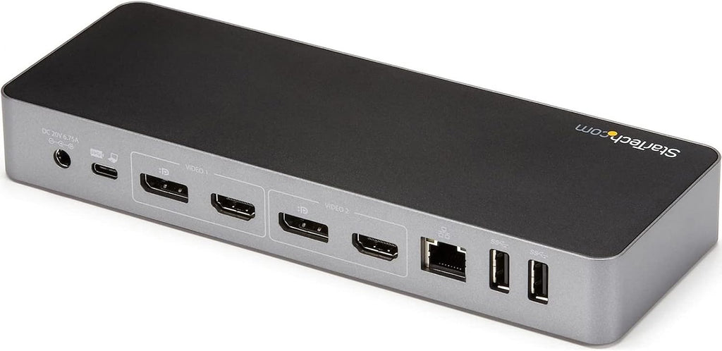 StarTech.com USB-C / USB-A Hybrid Docking Station for MacBook Pro / Air M1 M2 M3 M4 & Windows, Universal Dual 4K 60Hz HDMI DP Dock, Thunderbolt Compatible, 60W Laptop Charging
