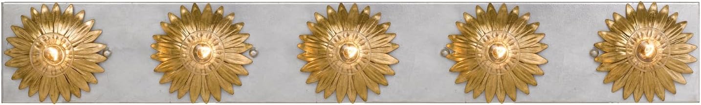 Crystorama Broche 5 Light Antique Gold + Antique Silver Bathroom Vanity