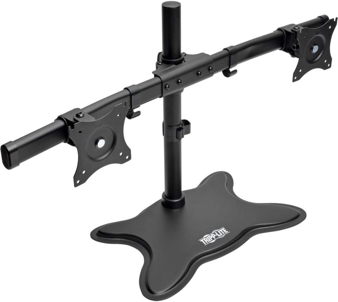 TRIPP LITE DDR1327SDD Dual Monitor Mount Stand, Swivel & Tilt, 13-27 Inch Flat Screen Displays, Desktop Mount, Black (DDR1326SD)