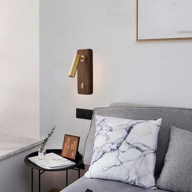 with Switch Wall Lamp Gold Silver Brass Wooden Lighting Fixtures for Bedroom Reading Hotel Office E27 Bulb,Bathroom