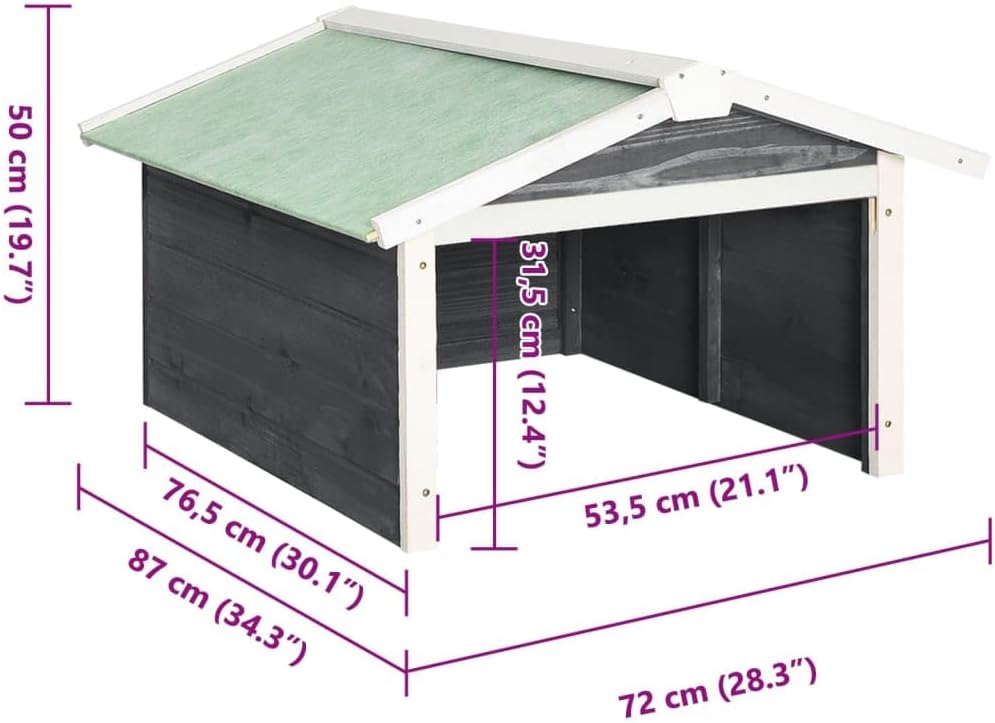 SKM Robotic Lawn Mower Garage 28.3'x34.3'x19.7', Wooden Lawn Mower Garage for Outdoor Gray and White Firwood