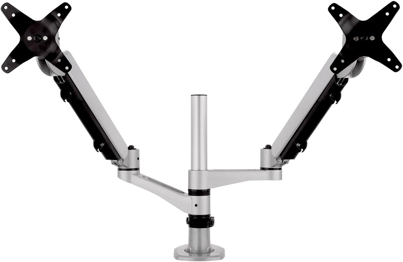 ViewSonic LCD-DMA-002 Spring-Loaded Monitor Desk Mounting Arm for 2 Monitors up to 27 Inches Each, VESA Compatible, Full Ergonomic Adjustability, 2-in-1 Mounting Base, and Built-in Cable Management