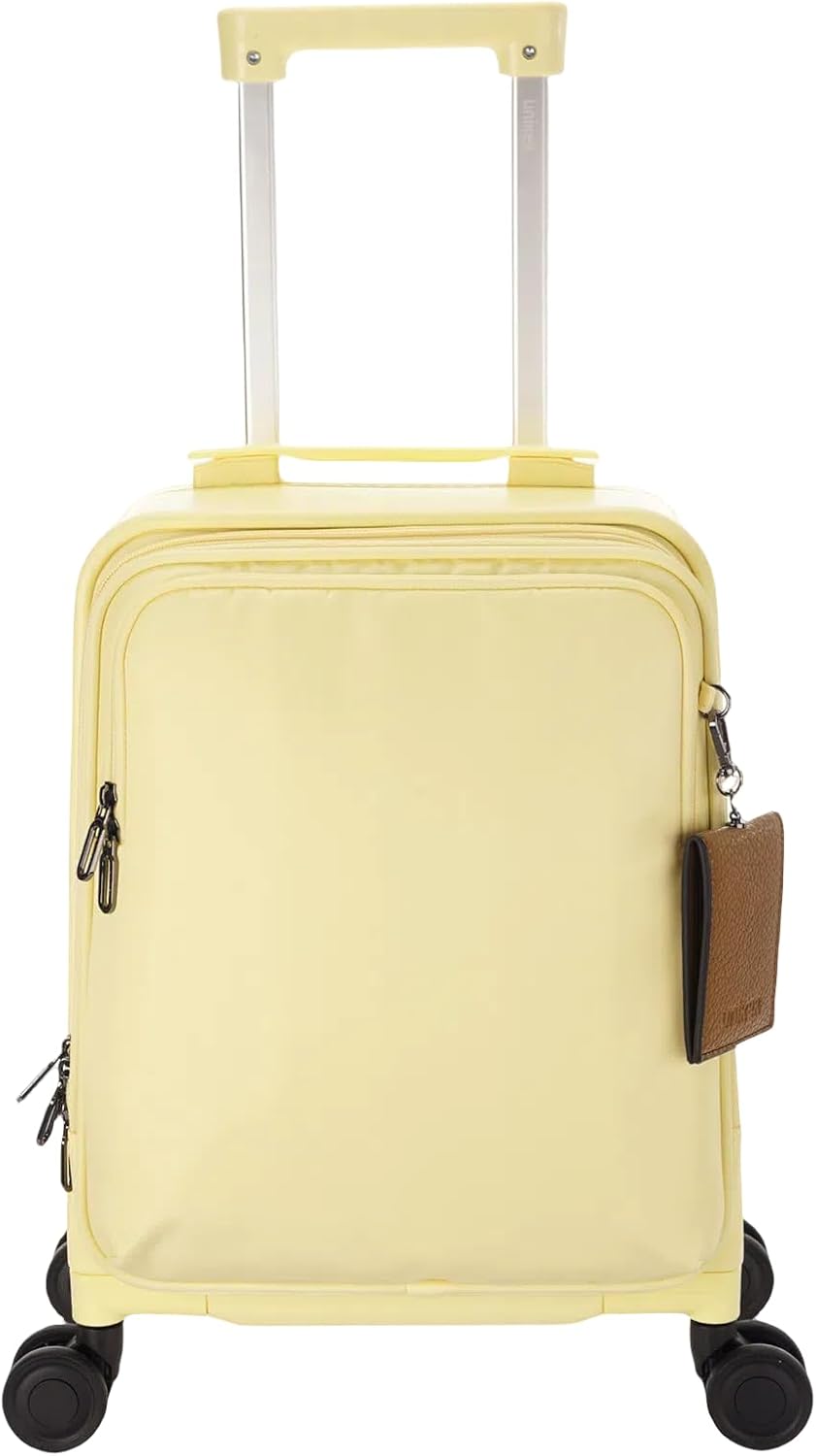Carry On Luggage with Cup Holder,16 Inch Hard Shell Suitcases with 4 Spinner Wheels, Cabin Bag Wheeled Bag Airline Approved,Expandable Carry-ons Yellow