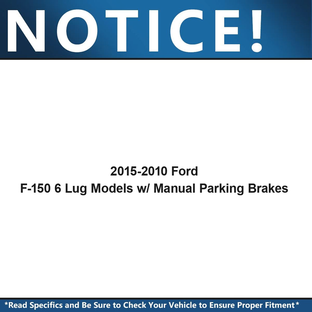 Detroit Axle - Rear Brake Kit for 2012 2013 2014 2015 2016 2017 2018 2019 2020 Ford F-150 Drilled & Slotted 6-Lug Brake Rotors Replacement Ceramic Brakes Pads [Manual Parking Only]