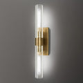 Brass and Glass Wall Sconces, 22.8' Vanity Lights for Bathroom 2 Lights, Horizontal or Vertical Linear Gold Wall Lamp, Indoor Sconces Wall Lighting, Tube Sconce for Living Room, Hallway