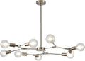 KCO Lighting Sputnik Chandelier 9-Light Sand Nickel Semi Flush Mount Ceiling Light Adjustable Modern Silver Sputnik Pendant Lighting Vintage Ceiling Light Fixture for Kitchen Dining Room