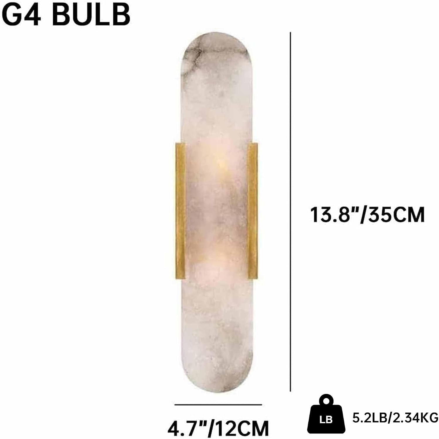 Natural Alabaster Wall Sconces Set of 2 Marble Wall Lamp Bathroom Vanity Light Fixtures Alabaster Sconce Lighting White Stone Wall Mount Lamp for Bedroom Living Room Hallway Stairs Kitchen