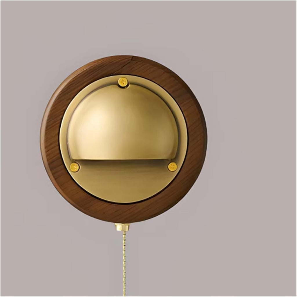 Wall Lamp E27 Bulb Made of Gold and Silver Wood with Switch, Living Room Staircase Hallway Light,Bathroom