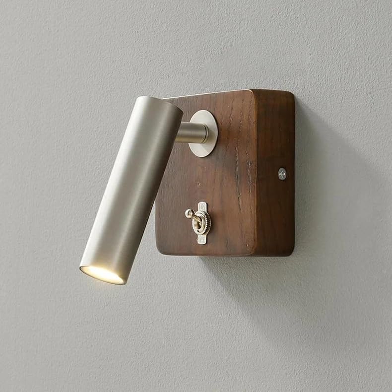 with Switch Wall Lamp Gold Silver Brass Wooden Lighting Fixtures for Bedroom Reading Hotel Office E27 Bulb,Bathroom
