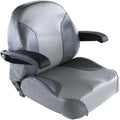 Universal Gray Zero Turn Lawn Mower Tractor Seat with Flip-Up Armrests & 6' Adjustable Slides - Fits Exmark, Scag, Ferris, Hustler, Gravely, Bobcat, Toro, John Deere & More